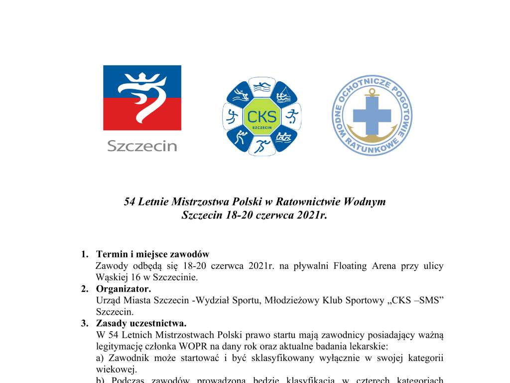54 Letnie Mistrzostwa Polski w Ratownictwie Wodnym