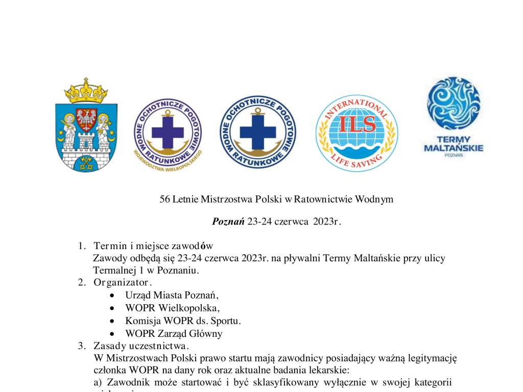 56. Letnie Mistrzostwa Polski w Ratownictwie Wodnym