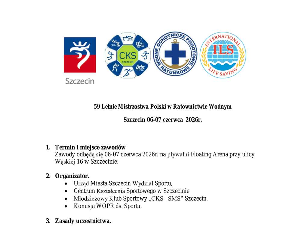 59. Letnie Mistrzostwa Polski w Ratownictwie Wodnym