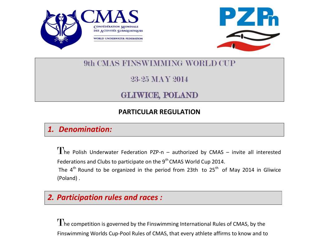 9th CMAS Finswimming World Cup