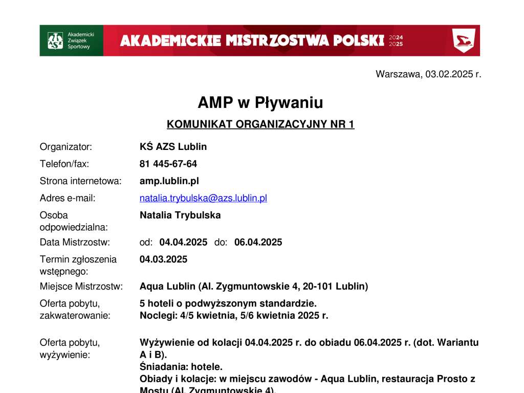 Akademickie Mistrzostwa Polski w pływaniu