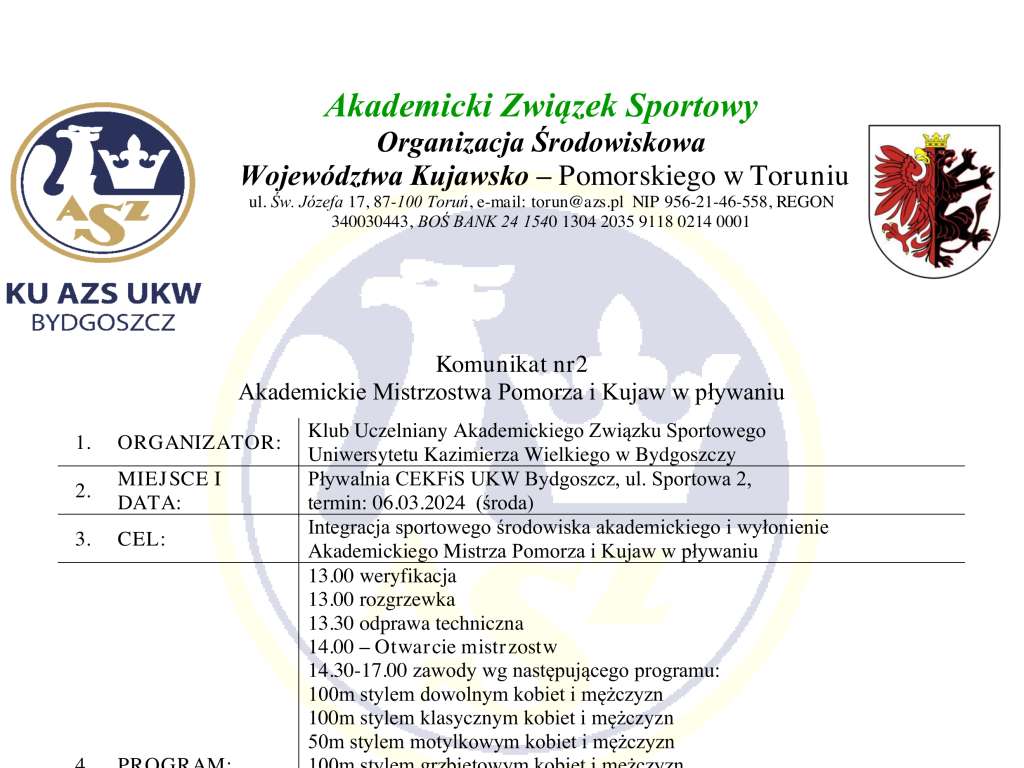 Akademickie Mistrzostwa Pomorza i Kujaw w pływaniu