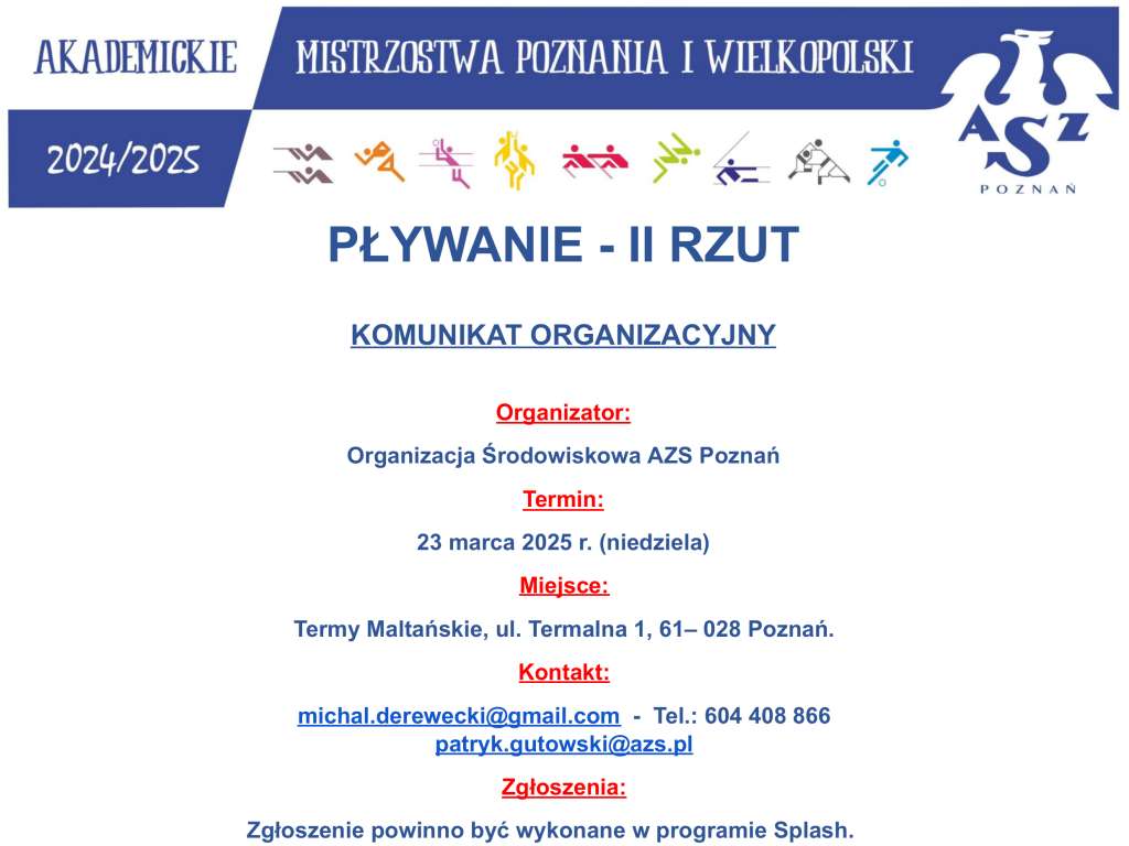 Akademickie Mistrzostwa Poznania i Wielkopolski 2024/2025 Rzut II