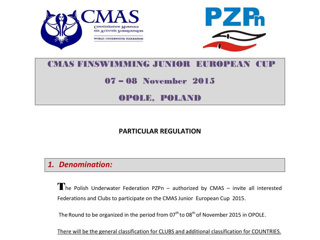 CMAS FINSWIMMING JUNIOR EUROPEAN CUP