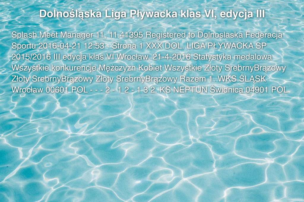 Dolnośląska Liga Pływacka klas VI, edycja III