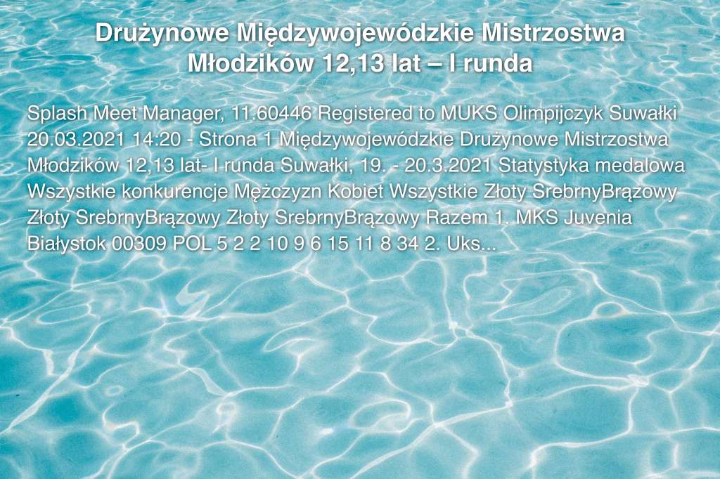 Drużynowe Międzywojewódzkie Mistrzostwa Młodzików 12,13 lat – I runda