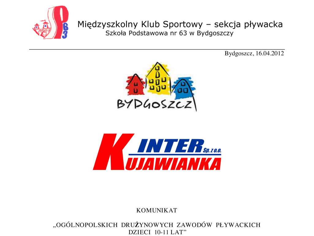 Drużynowy wielobój pływacki 10 - 11 lat