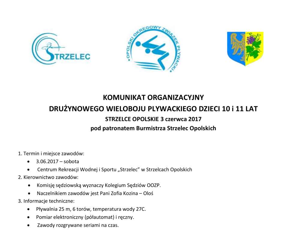 Drużynowy Wielobój Pływacki 10 -11 lat