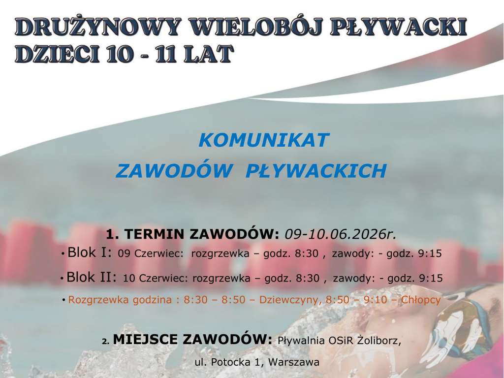 Drużynowy Wielobój pływacki Dzieci 10-11 lat
