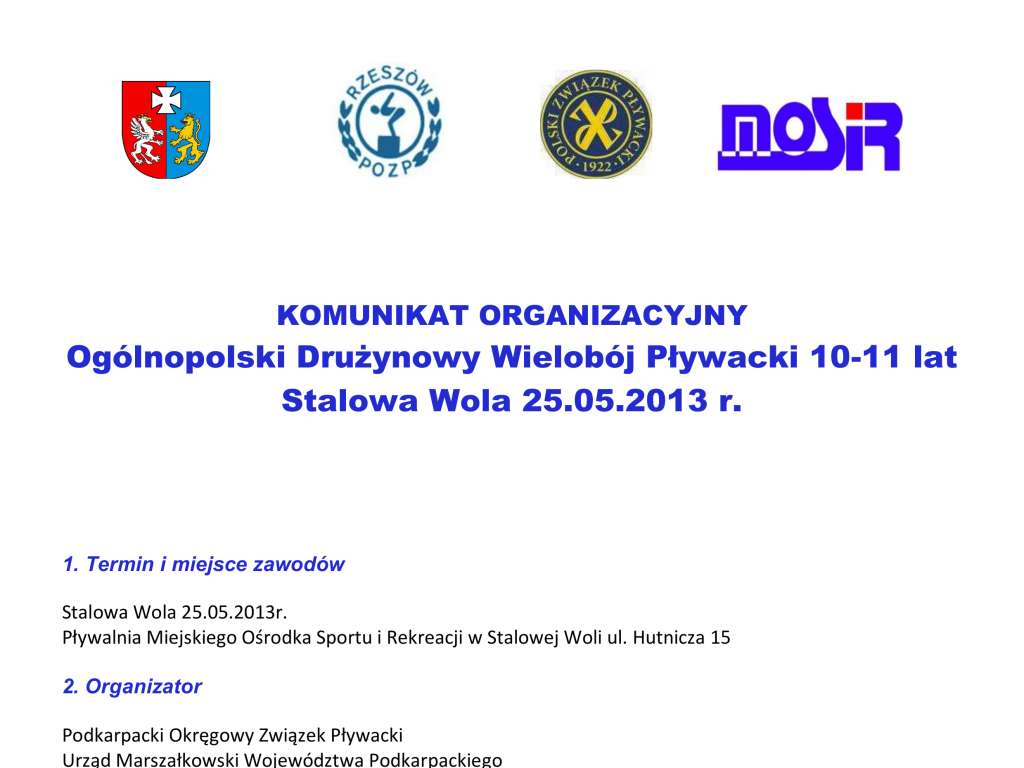 Drużynowy Wielobój Pływacki Dzieci 10 - 11 lat
