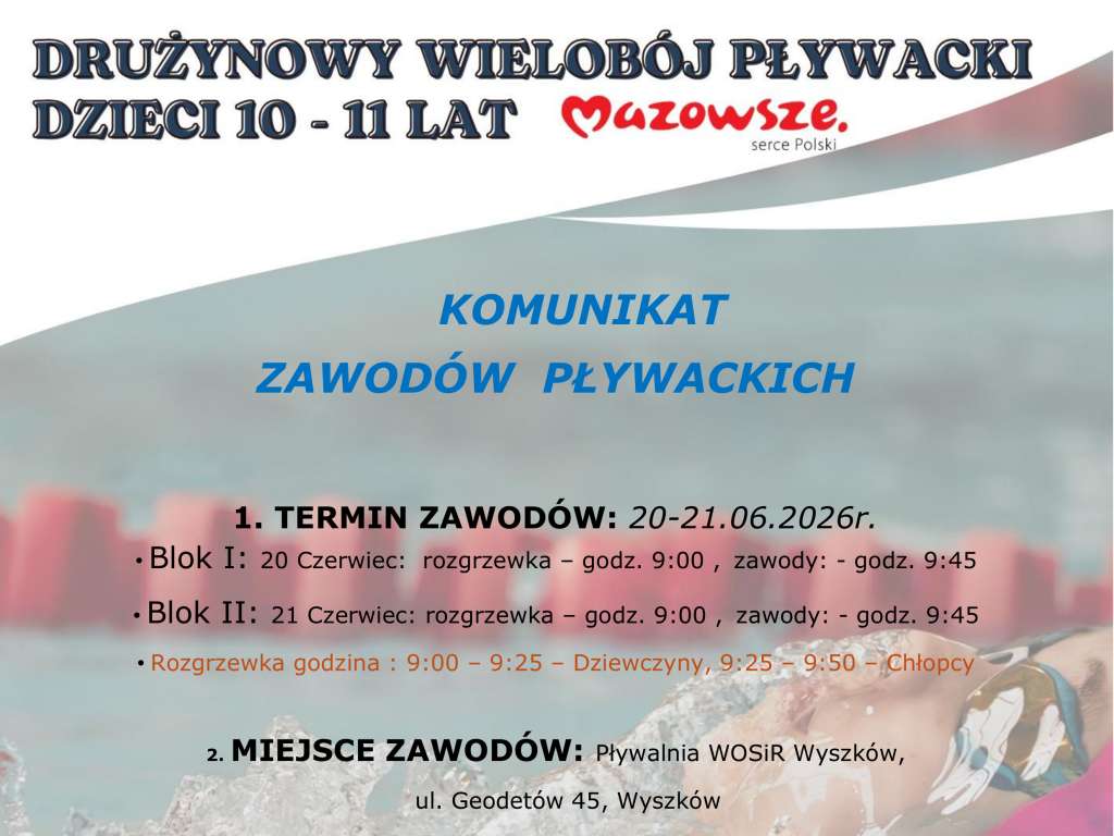 Drużynowy Wielobój pływacki Dzieci 10-11 lat