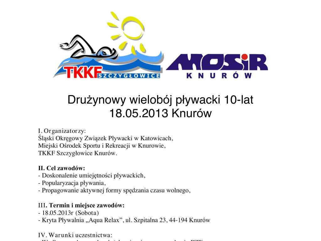 Drużynowy Wielobój Pływacki Dzieci 10 lat