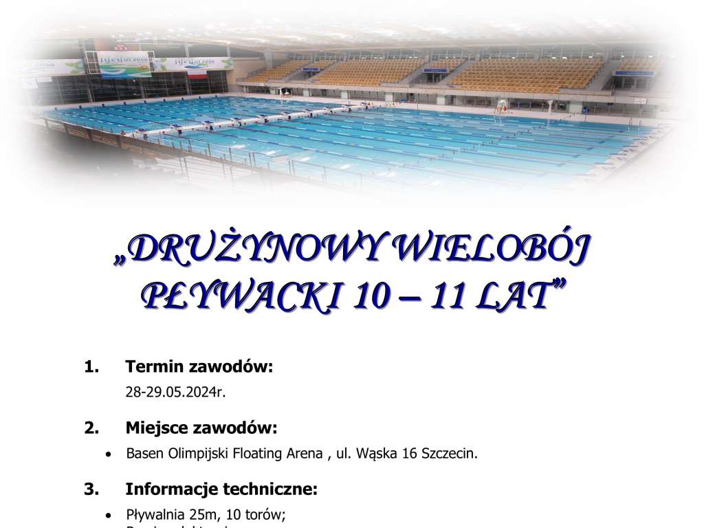 Drużynowy Wielobój Pływacki Dzieci 10,11 lat