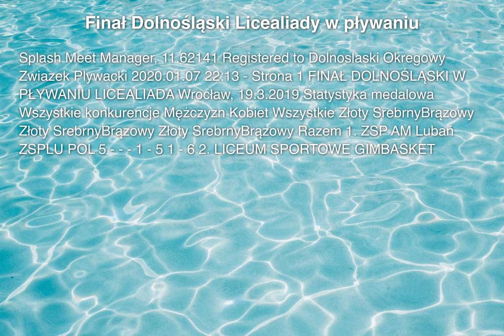Finał Dolnośląski Licealiady w pływaniu