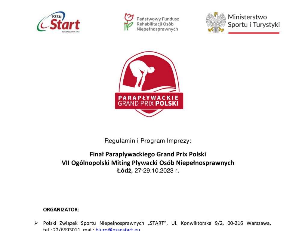 Finał Parapływackiego Grand Prix Polski. VII Ogólnopolski Miting Pływacki Osób Niepełnosprawnych
