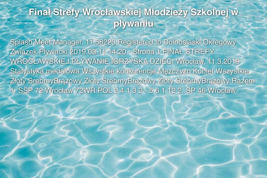 Finał Strefy Wrocławskiej Młodzieży Szkolnej w pływaniu