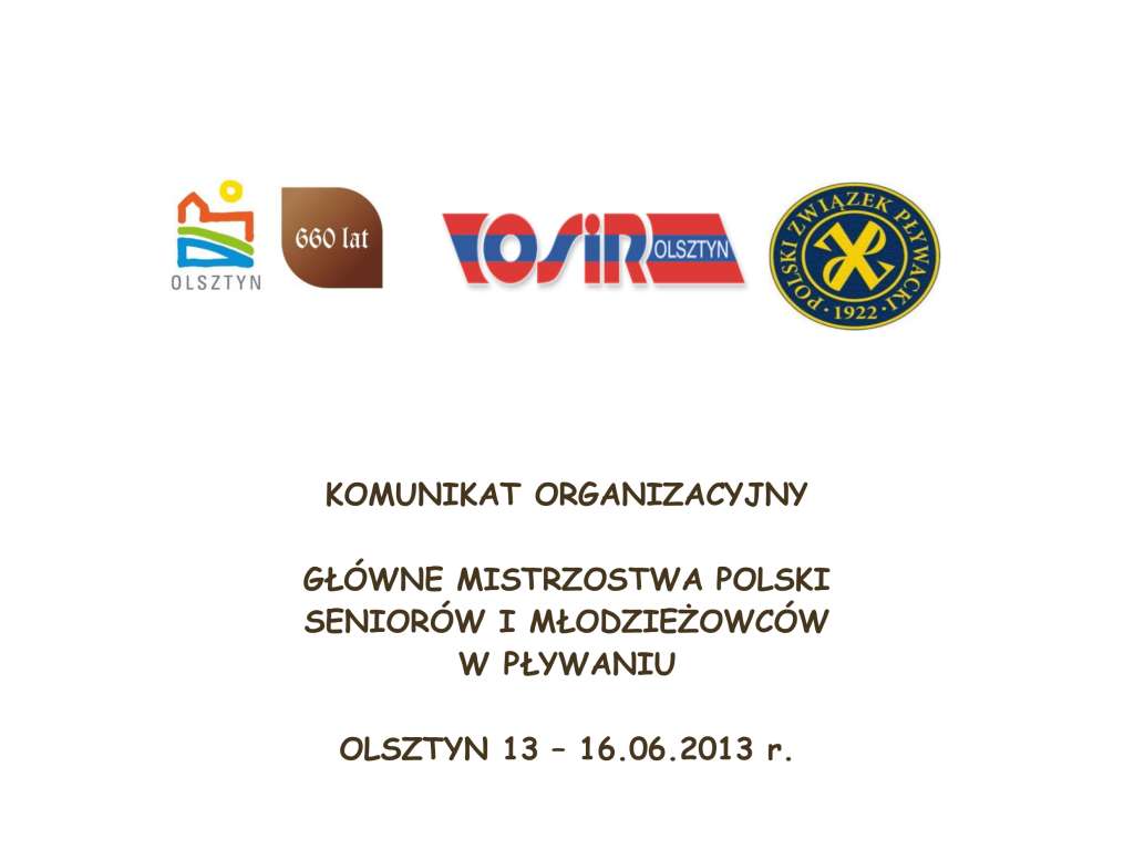 GŁÓWNE MISTRZOSTWA  POLSKI SENIORÓW i MŁODZIEŻOWCÓW w PŁYWANIU