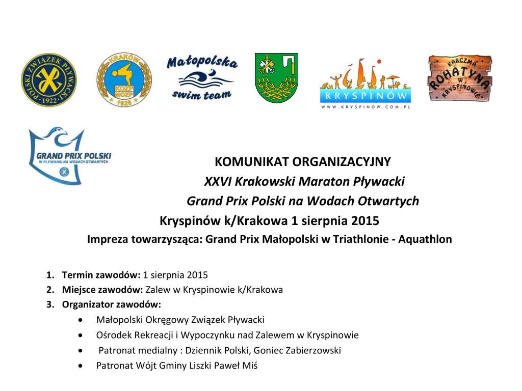 Grand Prix Polski na wodach otwartych XXVI Krakowski Maraton Pływacki