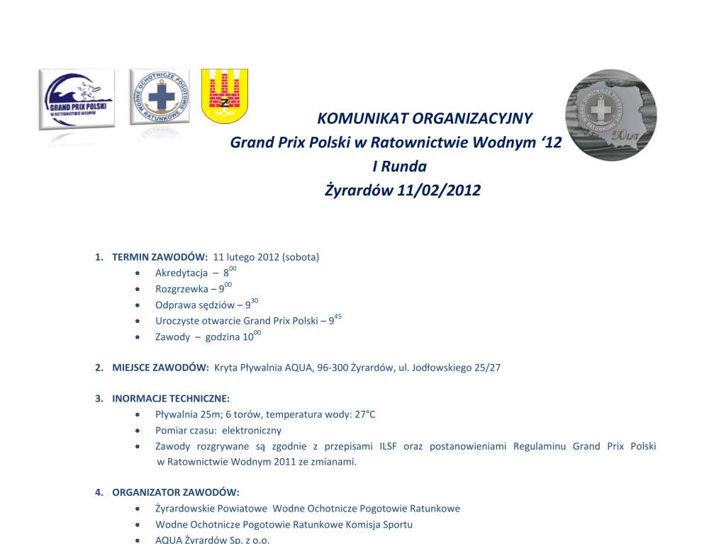 Grand Prix Polski w Ratownictwie Wodnym Runda I 2012