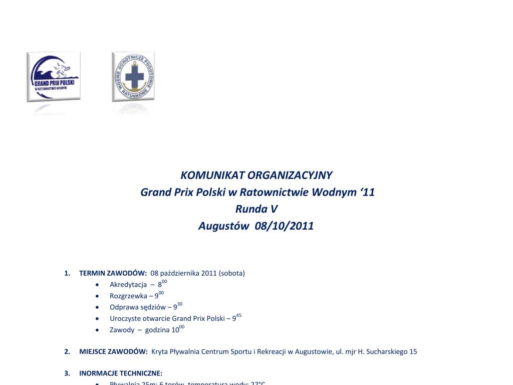 Grand Prix Polski w Ratownictwie Wodnym - Runda V