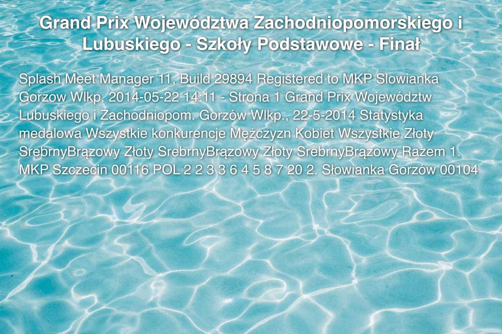 Grand Prix Województwa Zachodniopomorskiego i Lubuskiego - Szkoły Podstawowe - Finał