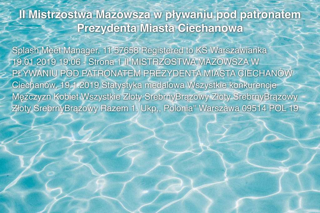 II Mistrzostwa Mazowsza w pływaniu pod patronatem Prezydenta Miasta Ciechanowa