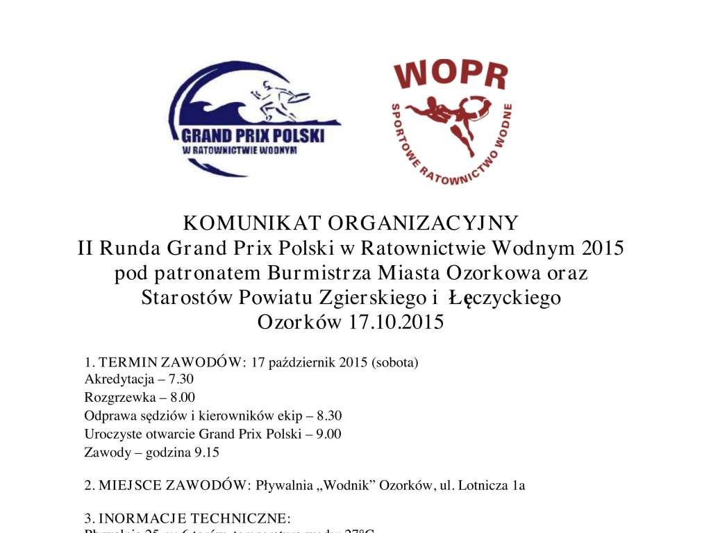 II Runda Grand Prix Polski w Ratownictwie Wodnym 2015