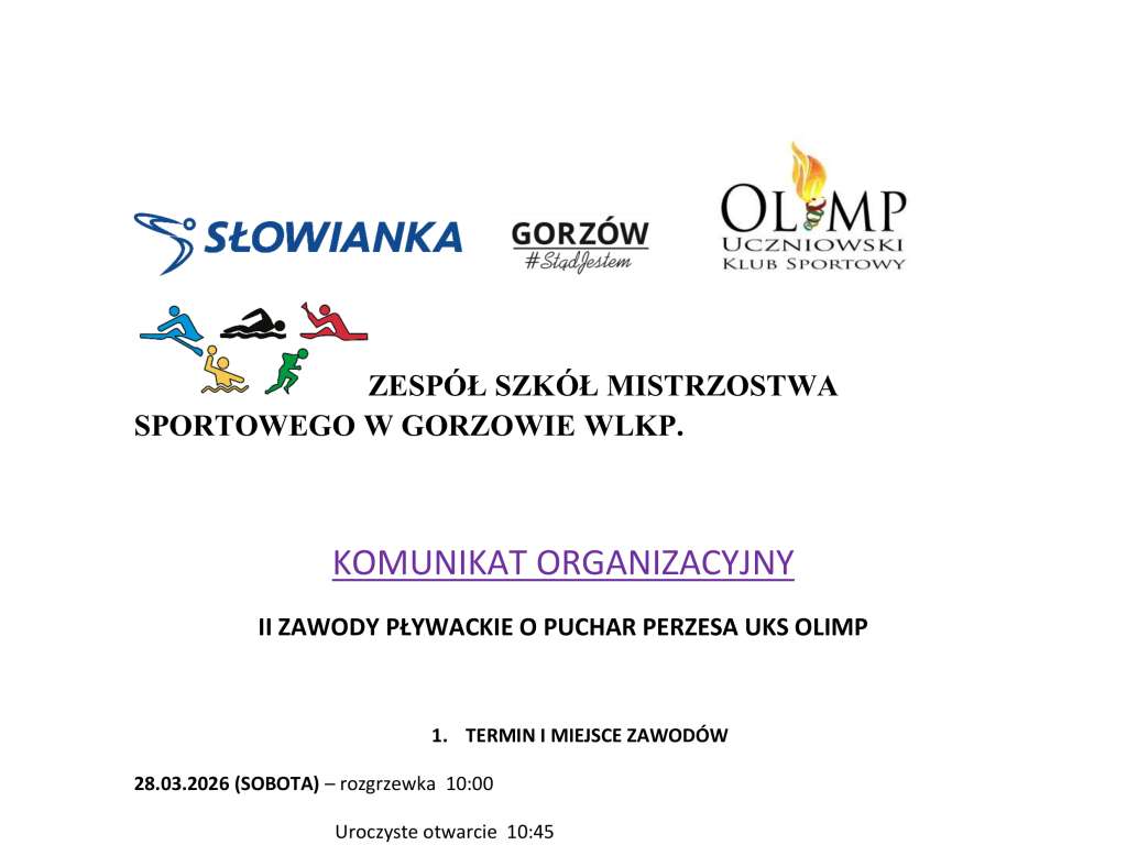 II Zawody Pływackie o Puchar Prezesa UKS Olimp