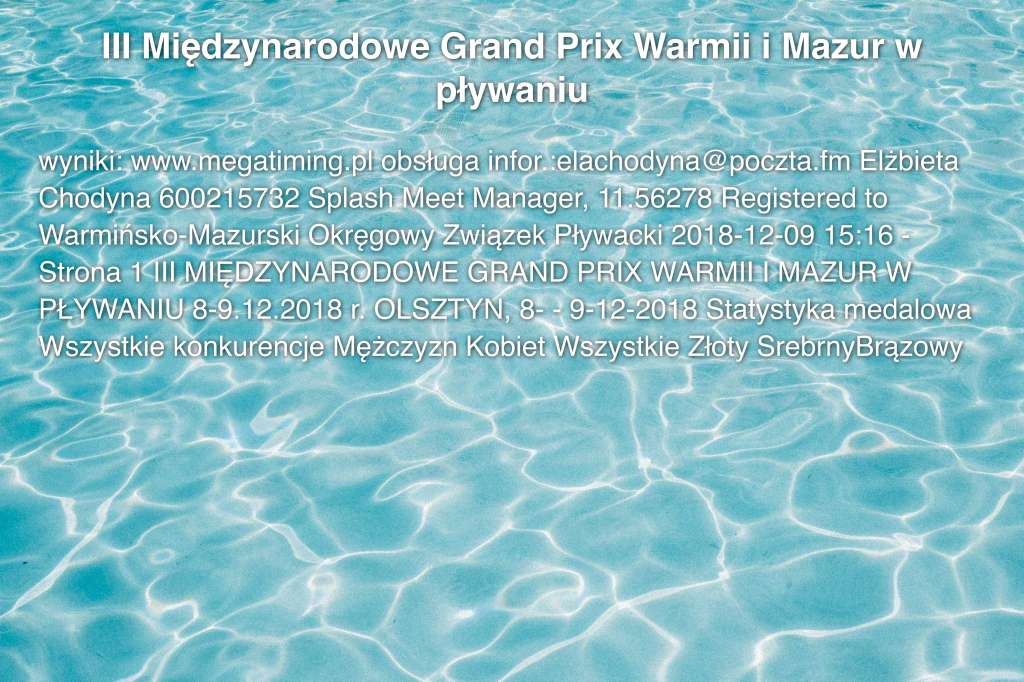 III Międzynarodowe Grand Prix Warmii i Mazur w pływaniu