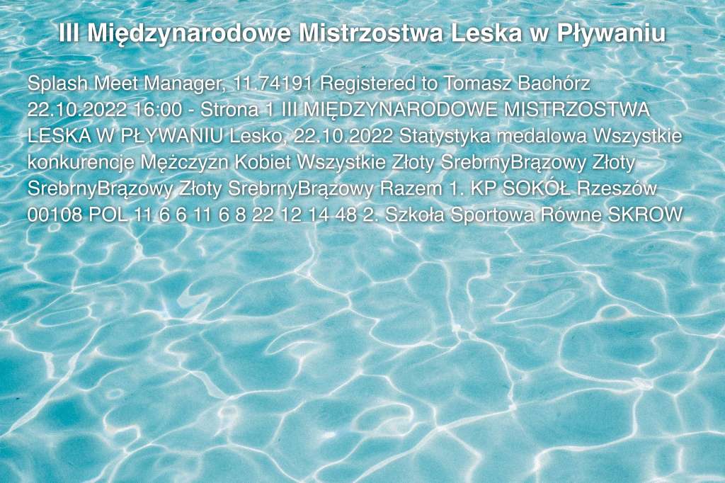 III Międzynarodowe Mistrzostwa Leska w Pływaniu