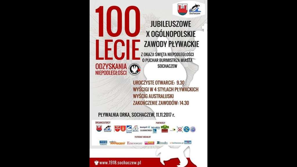 Jubileuszowe X zawody pływackie z okazji Święta Niepodległości o Puchar Burmistrza Sochaczewa