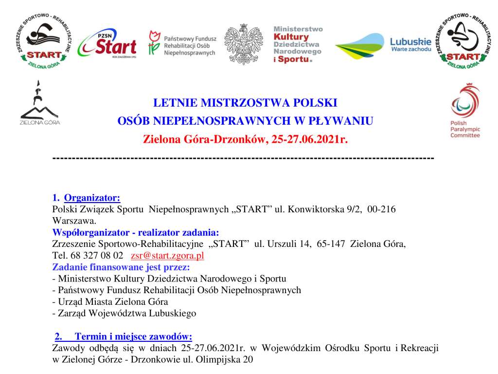 Letnie Mistrzostwa Osób Niepełnosprawnych w pływaniu