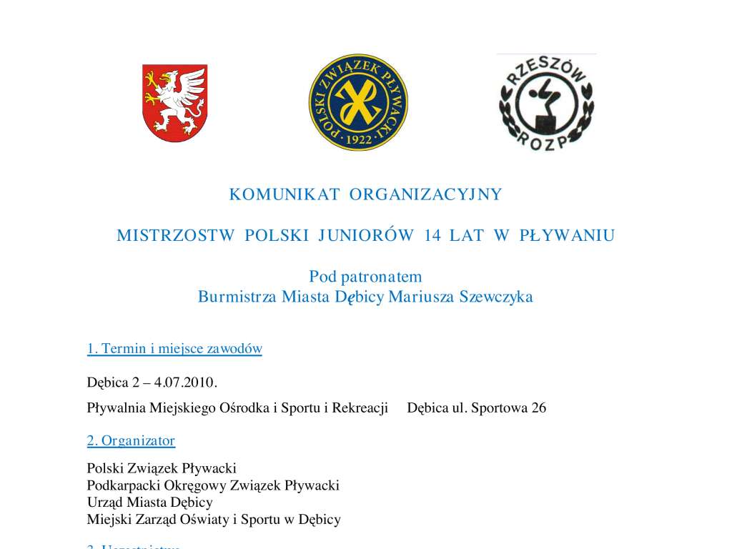 Letnie Mistrzostwa Polski Juniorów 14 lat w pływaniu