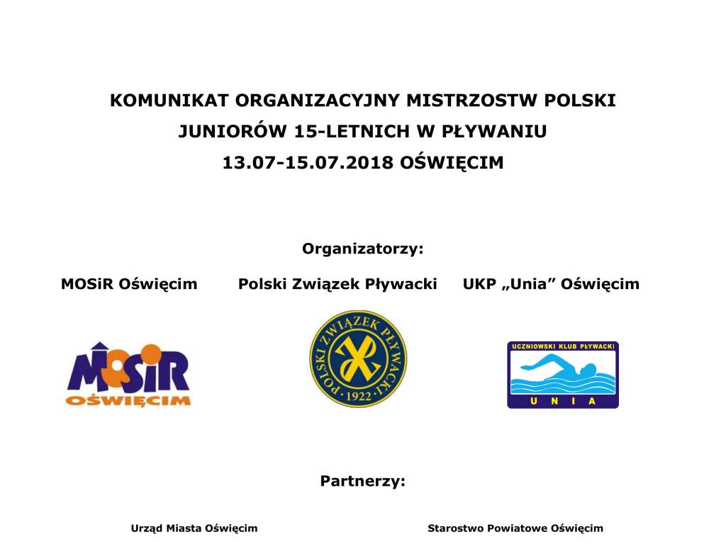 Letnie Mistrzostwa Polski Juniorów 15 lat w pływaniu