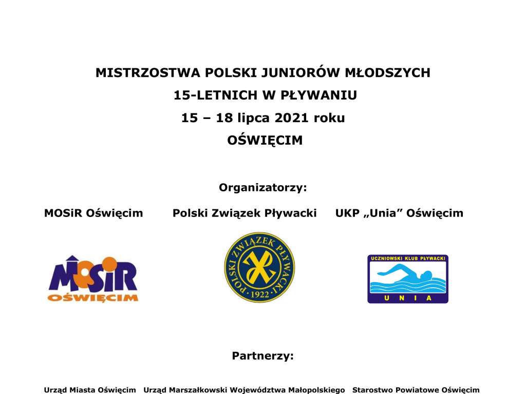 Letnie Mistrzostwa Polski Juniorów Młodszych 15 lat w pływaniu