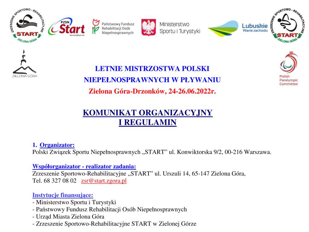 Letnie Mistrzostwa Polski Niepełnosprawnych w pływaniu