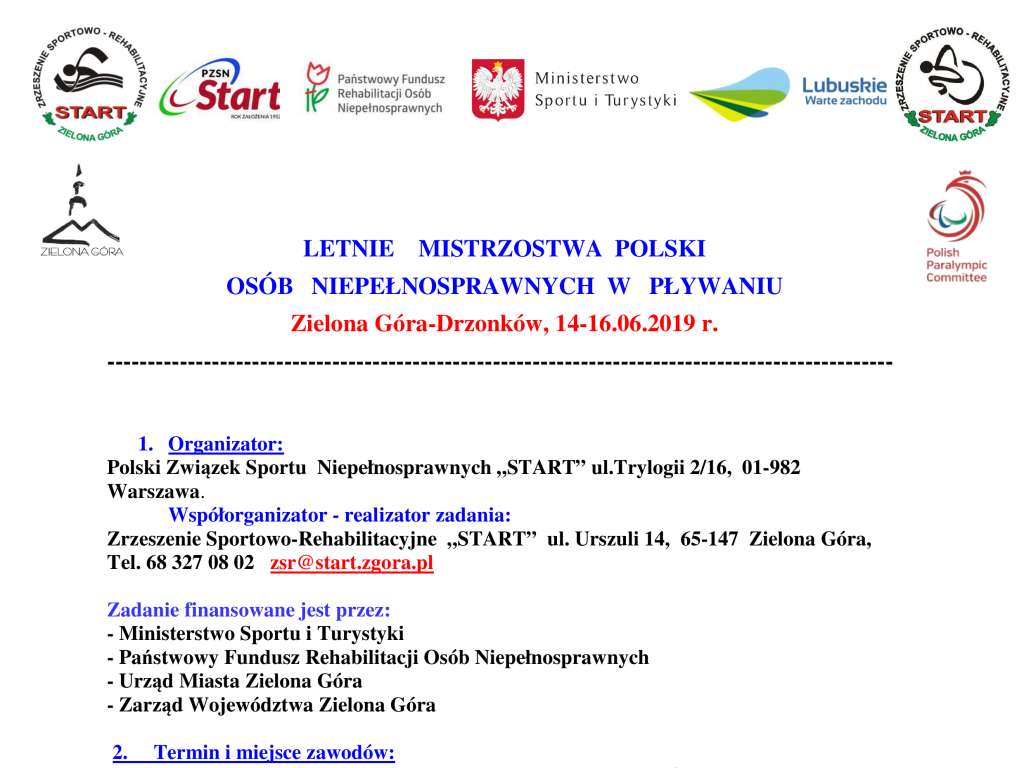 Letnie Mistrzostwa Polski Osób Niepełnosprawnych w pływaniu