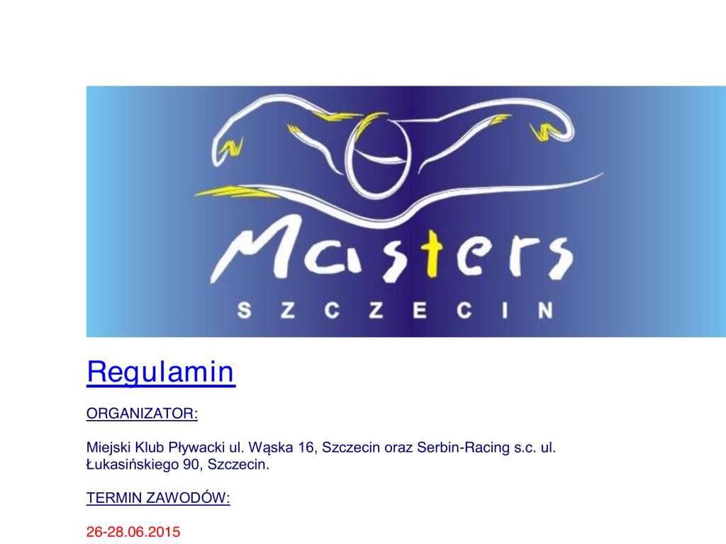 Letnie Mistrzostwa Polski w Pływaniu Masters