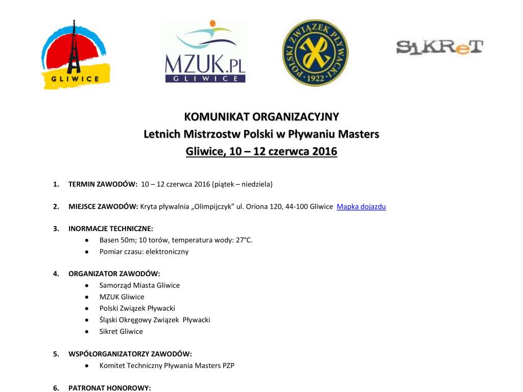 Letnie Mistrzostwa Polski w Pływaniu Masters