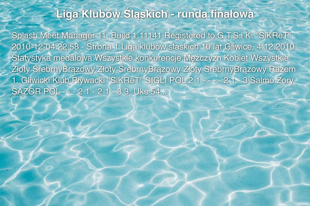 Liga Klubów Śląskich - runda finałowa