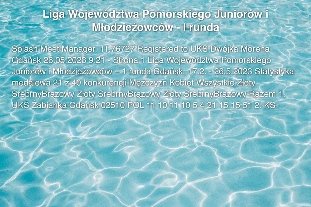 Liga Województwa Pomorskiego Juniorów i Młodzieżowców - I runda