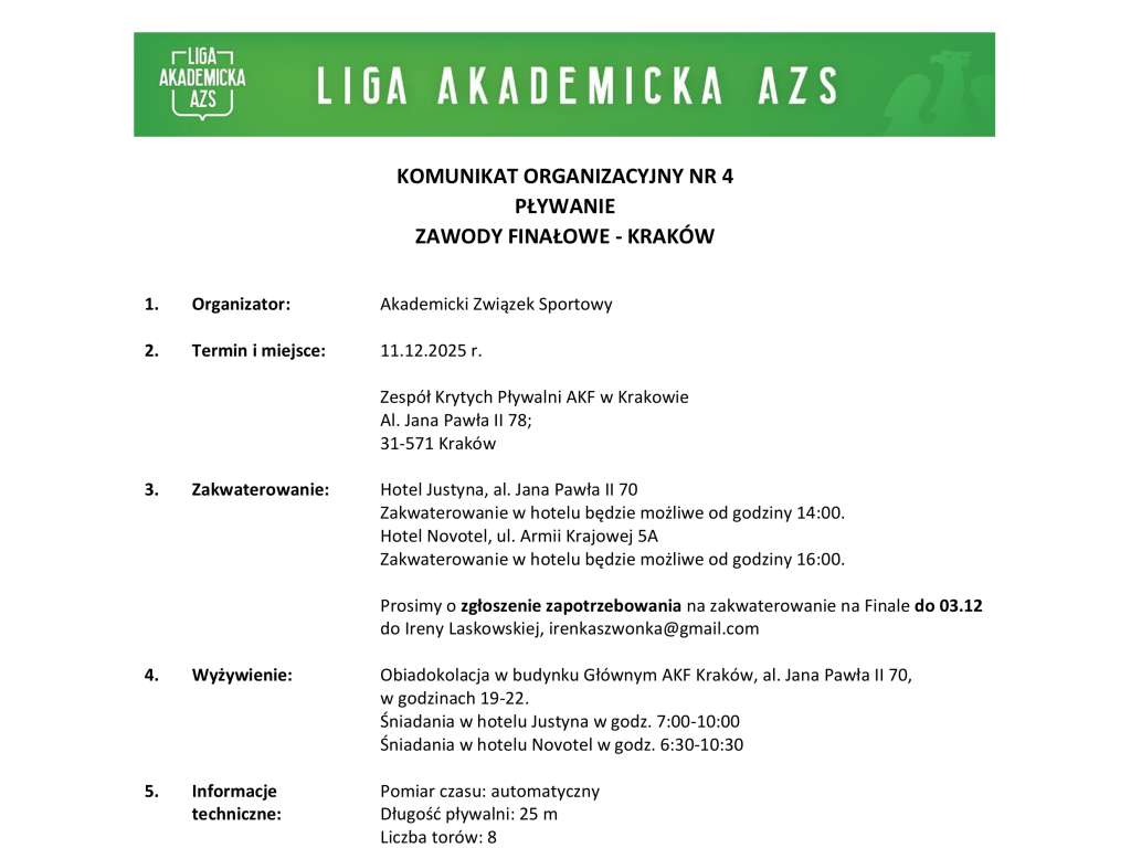 Ligi Akademickie AZS Runda IV - Finałowa