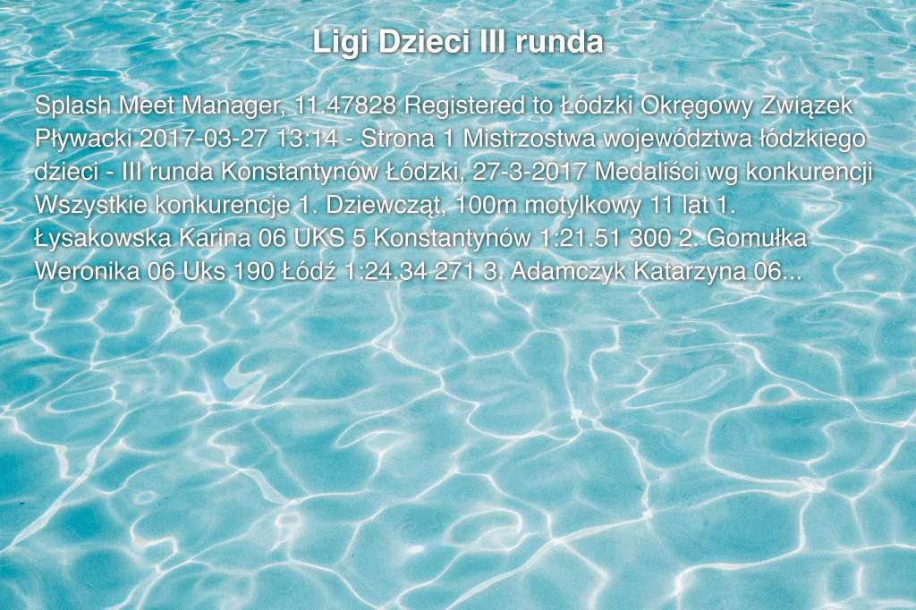 Ligi Dzieci III runda