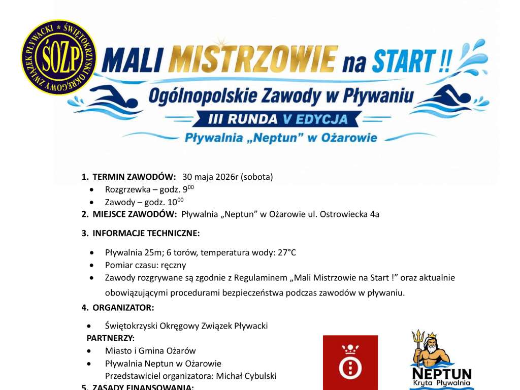 Mali Mistrzowie na Start! Ogólnopolskie Zawody w Pływaniu – III runda