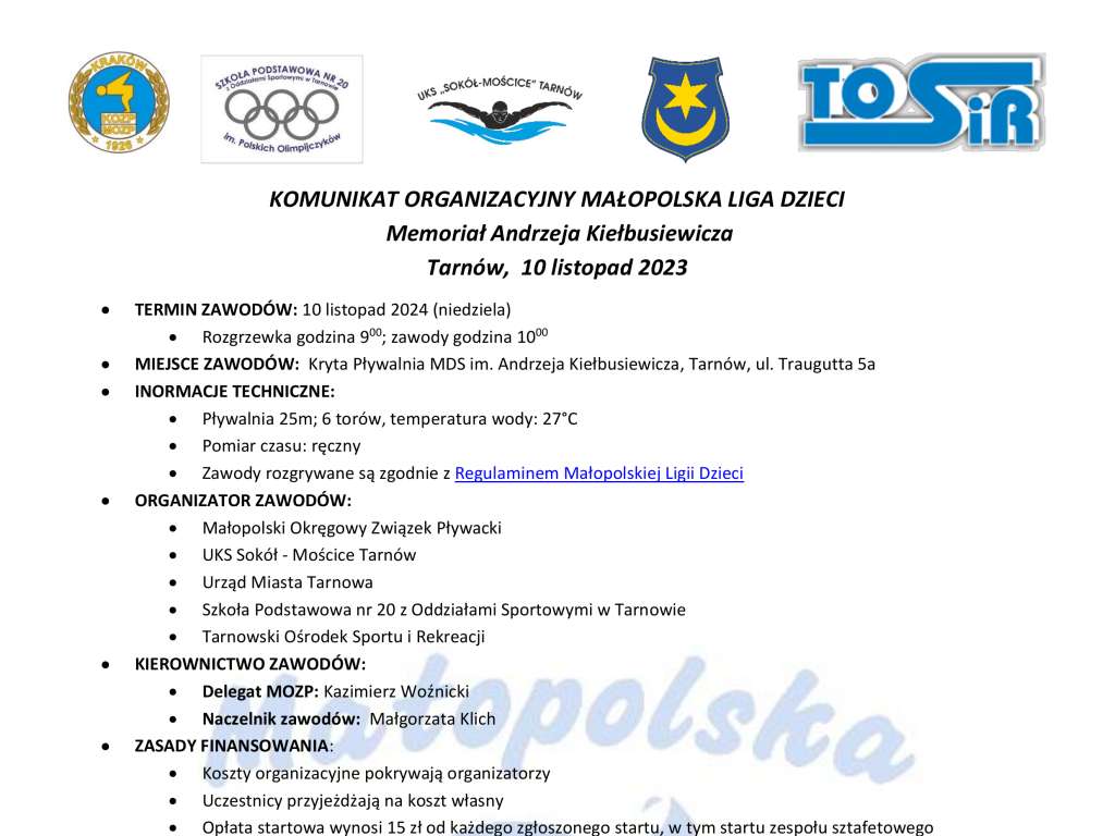 Małopolska Liga Dzieci Memoriał Andrzeja Kiełbusiewicza