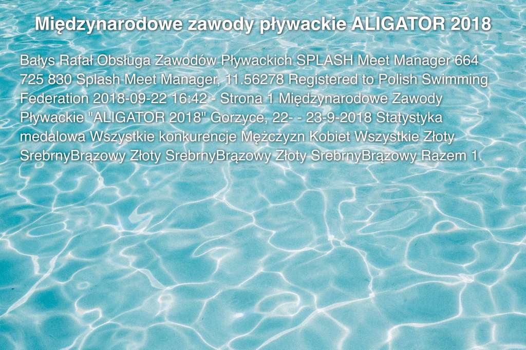 Międzynarodowe zawody pływackie ALIGATOR 2018