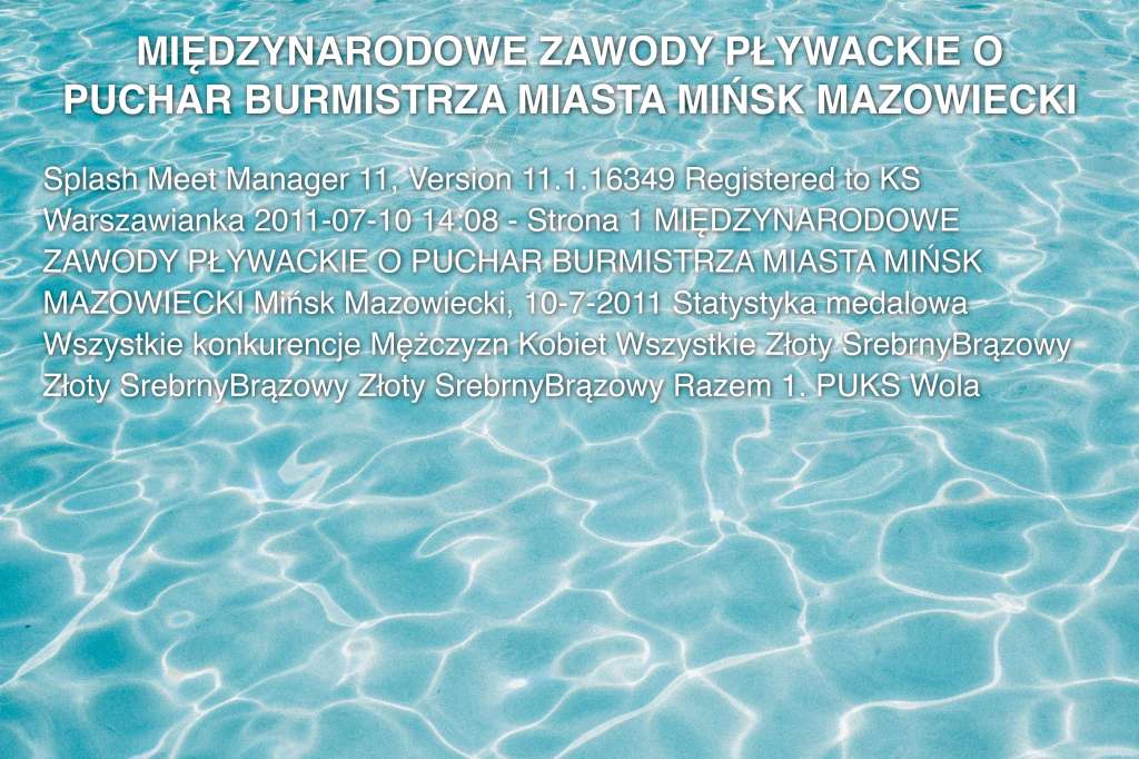 MIĘDZYNARODOWE ZAWODY PŁYWACKIE O PUCHAR BURMISTRZA MIASTA MIŃSK MAZOWIECKI
