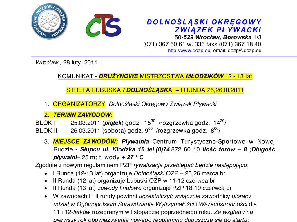 Międzywojewódzkie Drużynowe Mistrzostwa Młodzików 12 - 13 lat – I runda