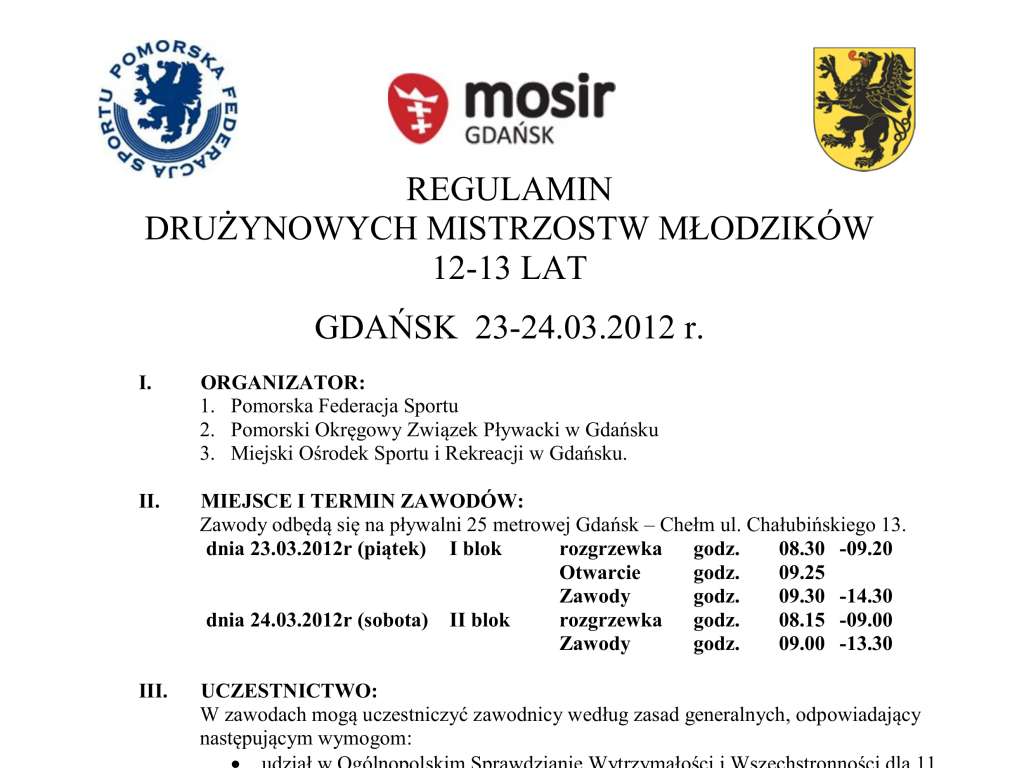 Międzywojewódzkie  Drużynowe Mistrzostwa Młodzików 12, 13 lat –  I runda