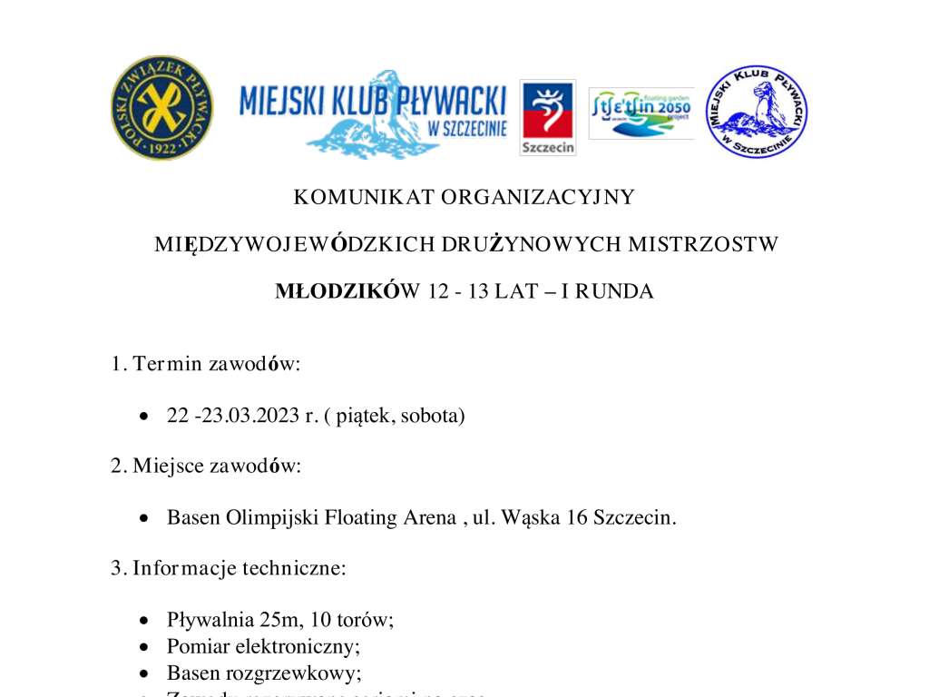 Międzywojewódzkie Drużynowe Mistrzostwa Młodzików 12-13 lat - I runda